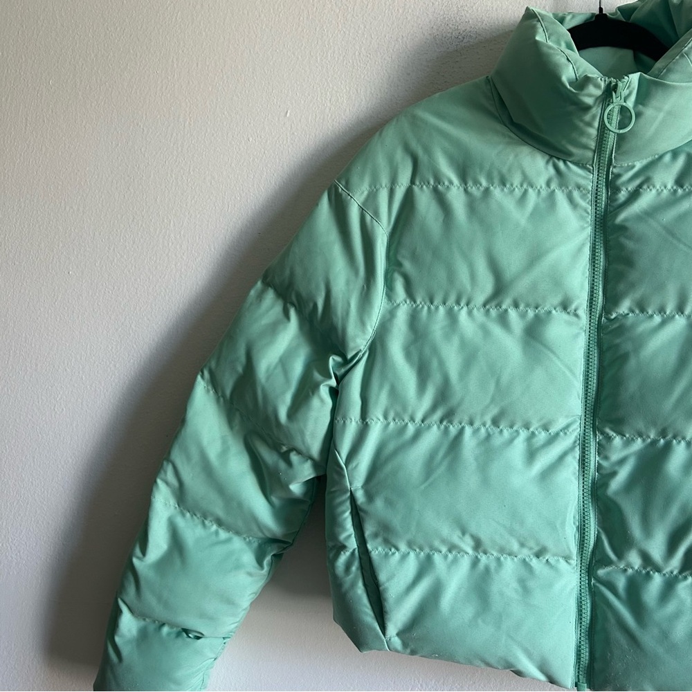 Gymshark Sz XS Mint Green Cropped Puffer Winter Coat - Picture 6 of 12